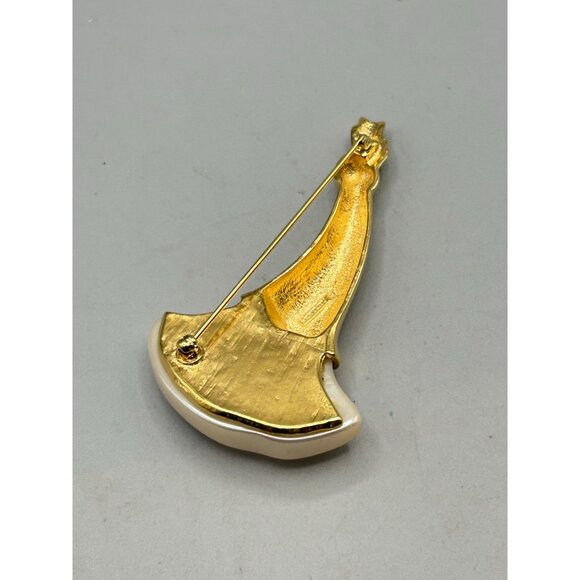 Vintage Carolee Gold Tone & Pearl Lily Brooch Pin Large Statement Flower - Picture 4 of 6